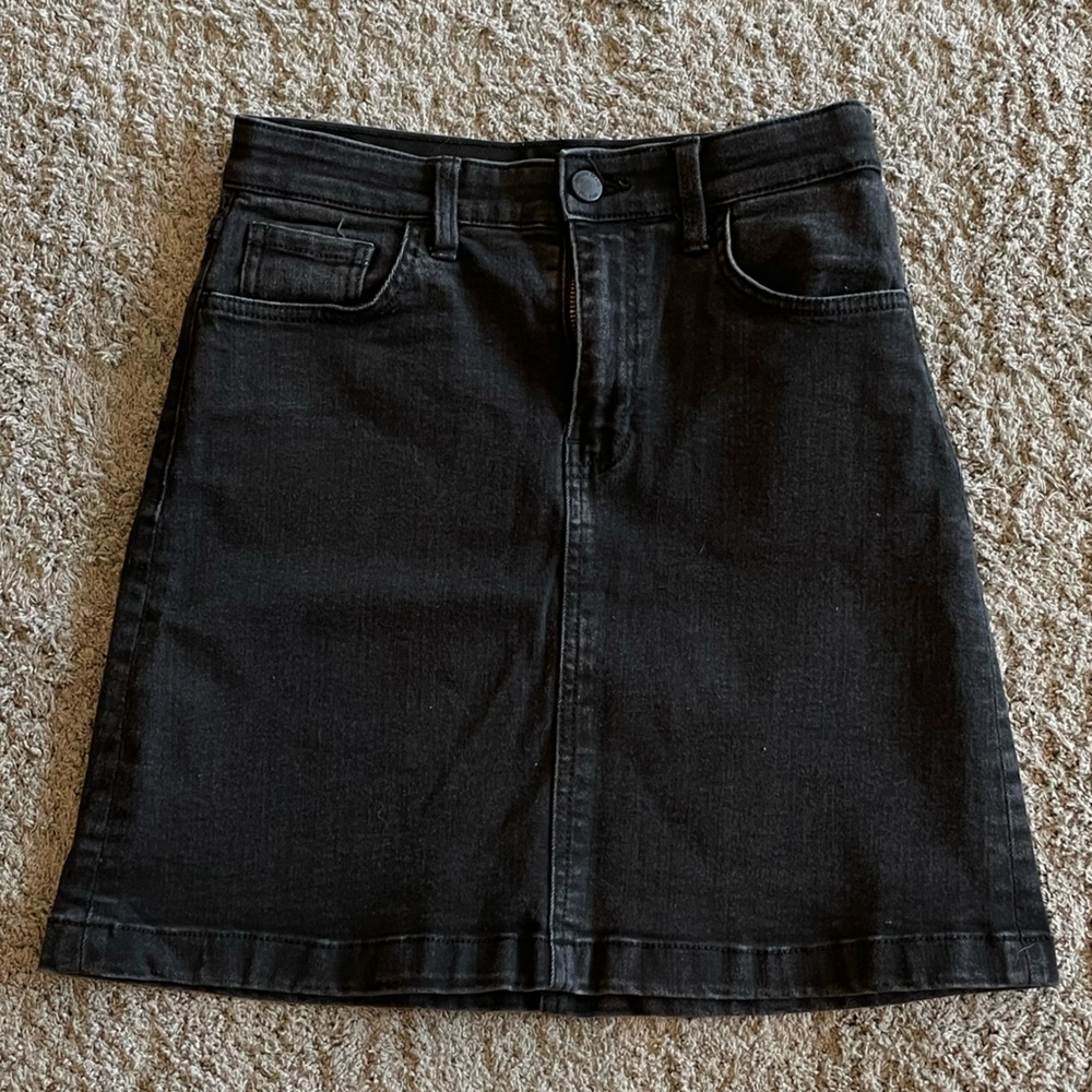 Black Denim Mini Skirt